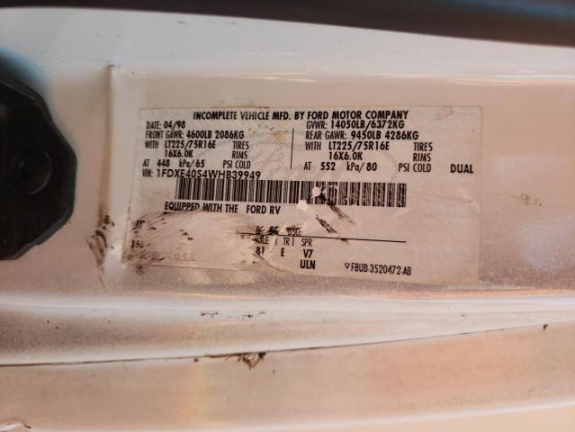 Photo 10 from auction – 1998 FORD ECONOLINE with VIN 1FDXE40S4WHB39949
