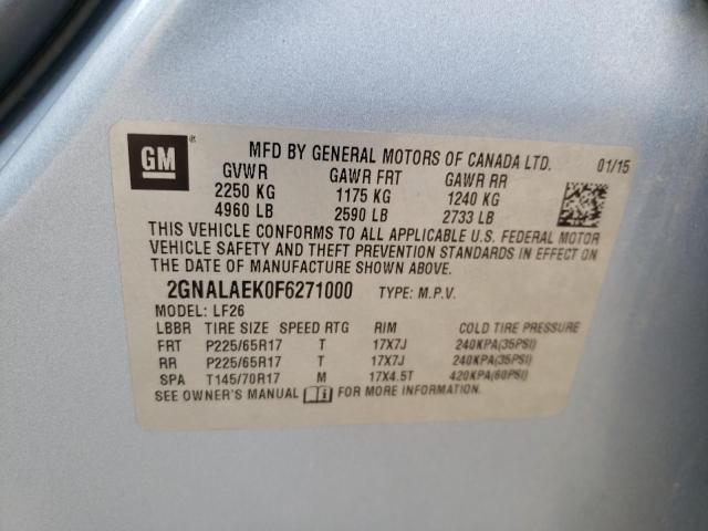 Photo 14 from auction – 2015 CHEVROLET EQUINOX LS with VIN 2GNALAEK0F6271000