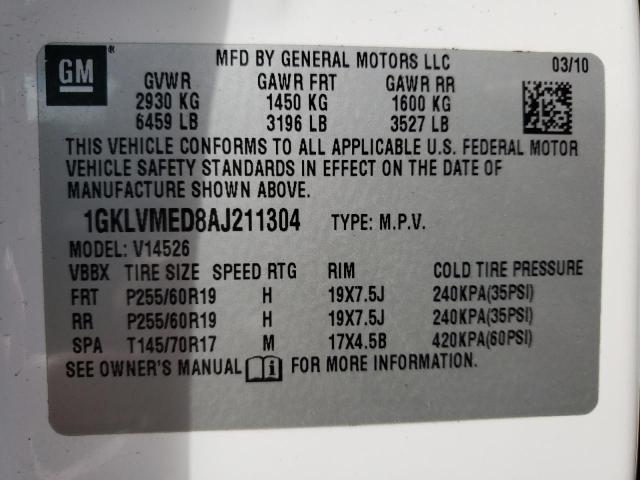 Photo 14 from auction – 2010 GMC ACADIA with VIN 1GKLVMED8AJ211304