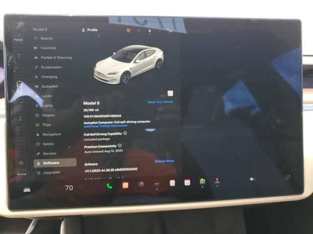 Photo 9 from auction – 2022 TESLA MODEL S with VIN 5YJSA1E59NF486946