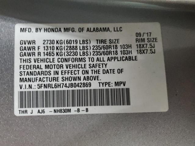 Photo 14 from auction – 2018 HONDA ODYSSEY EX with VIN 5FNRL6H74JB042869