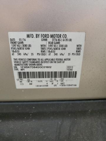 Photo 14 from auction – 2016 FORD EXPLORER X with VIN 1FM5K7D84GGC01602
