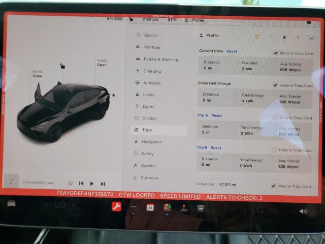 Photo 9 from auction – 2022 TESLA MODEL Y with VIN 7SAYGDEF8NF318673