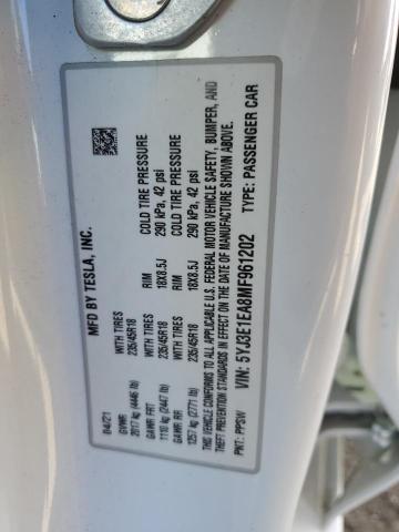 Photo 10 from auction – 2021 TESLA MODEL 3 with VIN 5YJ3E1EA8MF961202