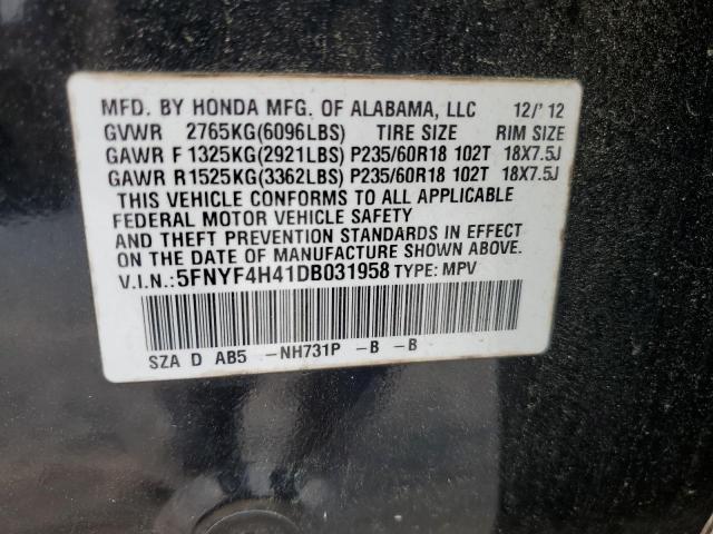Photo 14 from auction – 2013 HONDA PILOT EX with VIN 5FNYF4H41DB031958