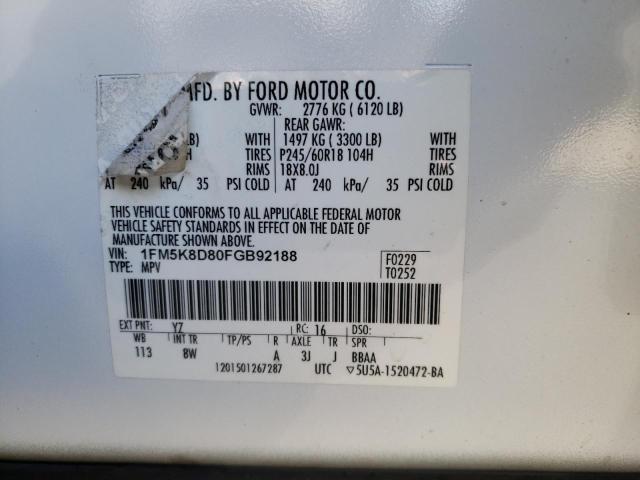 Photo 14 from auction – 2015 FORD EXPLORER X with VIN 1FM5K8D80FGB92188