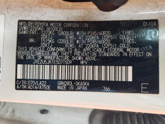 Photo 14 from auction – 2014 TOYOTA 4RUNNER SR with VIN JTEZU5JR1E5071509