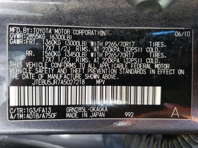 Photo 14 from auction – 2010 TOYOTA 4RUNNER SR with VIN JTEBU5JR7A5027218