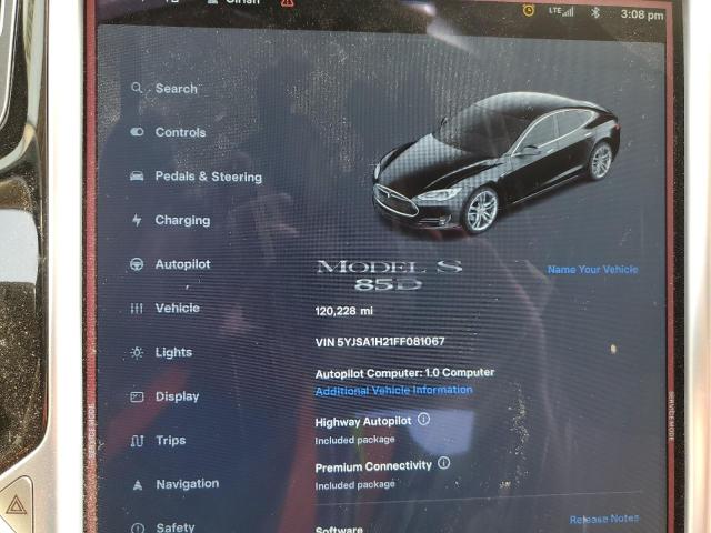 Photo 9 from auction – 2015 TESLA MODEL S 85 with VIN 5YJSA1H21FF081067