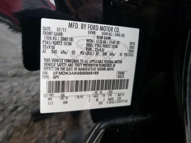 Photo 14 from auction – 2011 FORD EDGE SPORT with VIN 2FMDK3AK0BBB68585
