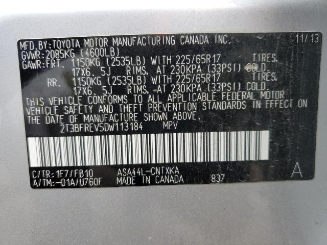 Photo 14 from auction – 2013 TOYOTA RAV4 LE with VIN 2T3BFREV5DW113184