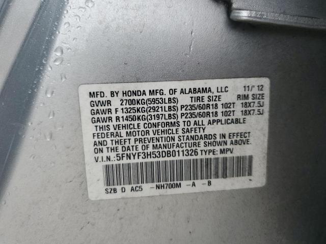 Photo 14 from auction – 2013 HONDA PILOT EXL with VIN 5FNYF3H53DB011326