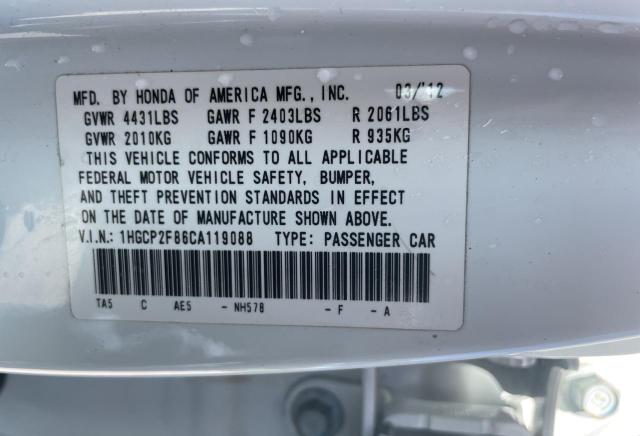 Photo 10 from auction – 2012 HONDA ACCORD EXL with VIN 1HGCP2F86CA119088