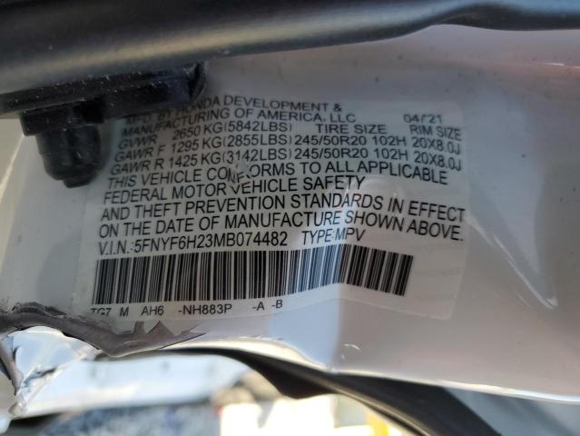 Photo 14 from auction – 2021 HONDA PILOT SE with VIN 5FNYF6H23MB074482