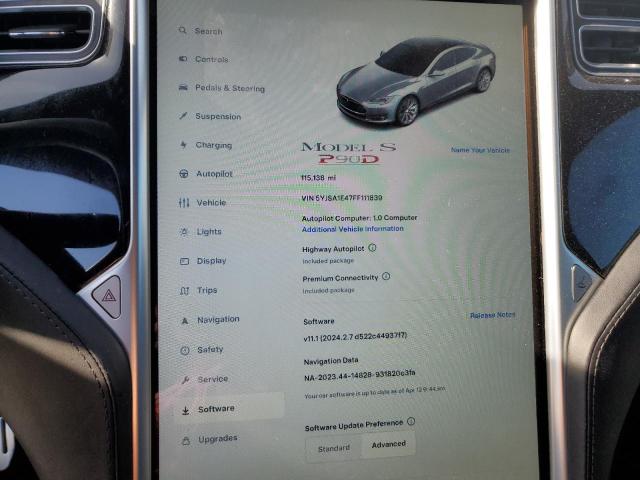 Photo 9 from auction – 2015 TESLA MODEL S with VIN 5YJSA1E47FF111839