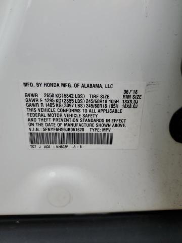Photo 14 from auction – 2018 HONDA PILOT EXL with VIN 5FNYF6H59JB061628