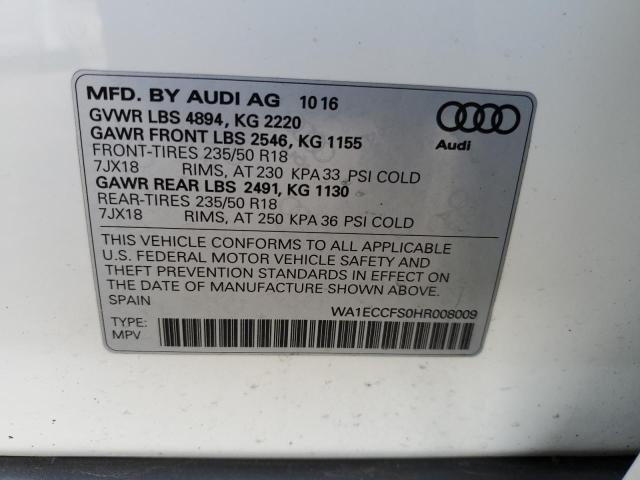 Photo 14 from auction – 2017 AUDI Q3 PREMIUM with VIN WA1ECCFS0HR008009