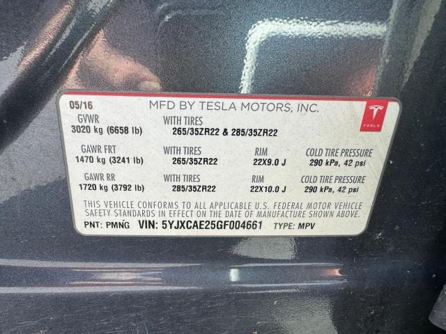 Photo 10 from auction – 2016 TESLA MODEL X with VIN 5YJXCAE25GF004661