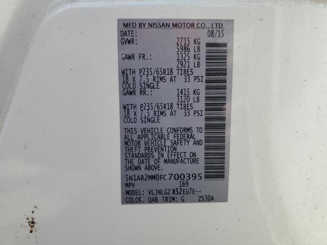 Photo 14 from auction – 2015 NISSAN PATHFINDER with VIN 5N1AR2MM0FC700395