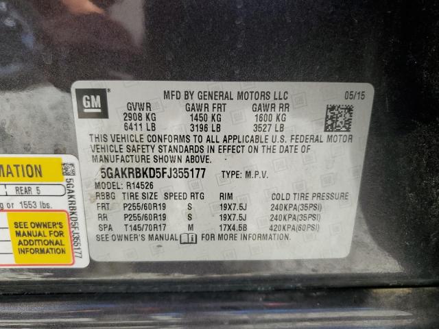 Photo 14 from auction – 2015 BUICK ENCLAVE with VIN 5GAKRBKD5FJ355177