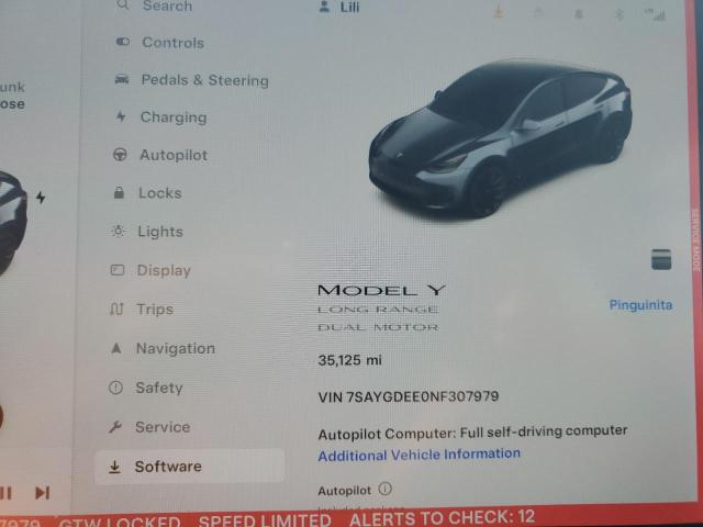 Photo 9 from auction – 2022 TESLA MODEL Y with VIN 7SAYGDEE0NF307979