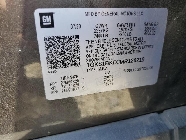 Photo 14 from auction – 2021 GMC YUKON SLT with VIN 1GKS1BKD3MR120219