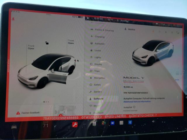 Photo 9 from auction – 2022 TESLA MODEL Y with VIN 7SAYGDEF9NF456853