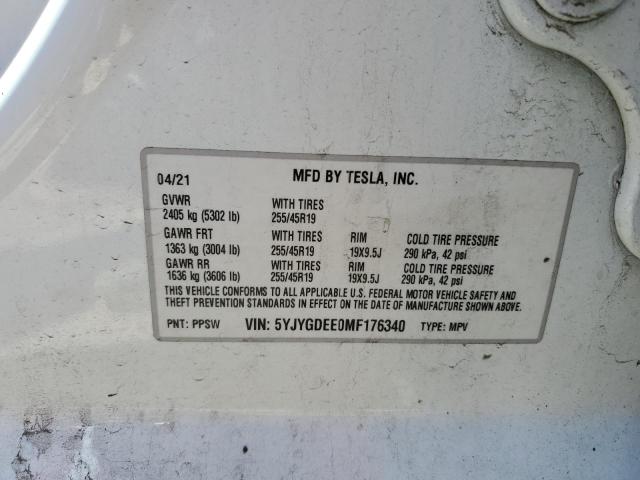 Photo 14 from auction – 2021 TESLA MODEL Y with VIN 5YJYGDEE0MF176340