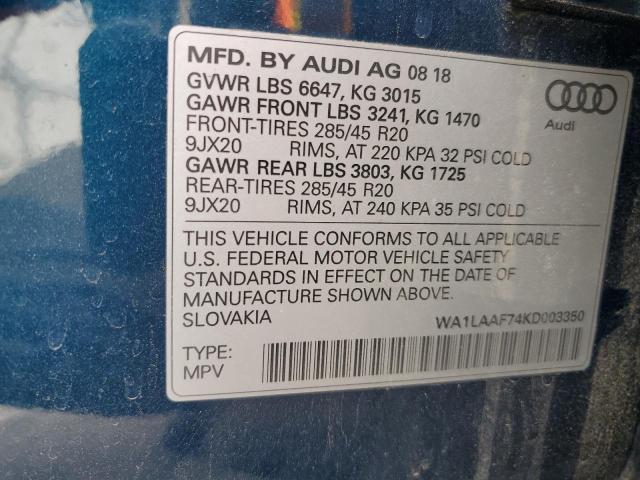 Photo 14 from auction – 2019 AUDI Q7 PREMIUM with VIN WA1LAAF74KD003350