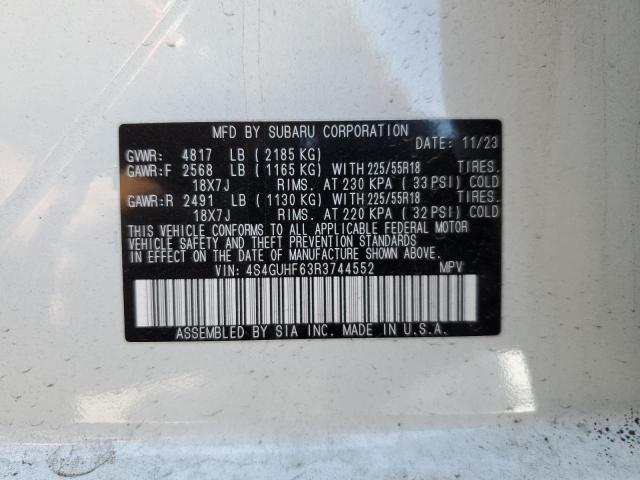 Photo 14 from auction – 2024 SUBARU CROSSTREK with VIN 4S4GUHF63R3744552