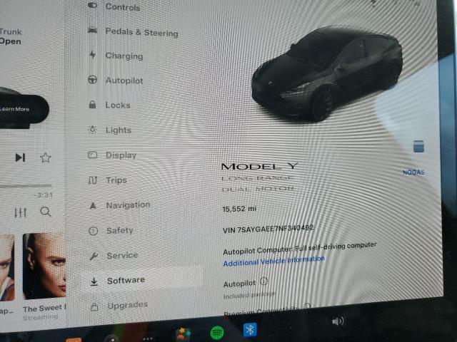 Photo 9 from auction – 2022 TESLA MODEL Y with VIN 7SAYGAEE7NF340492