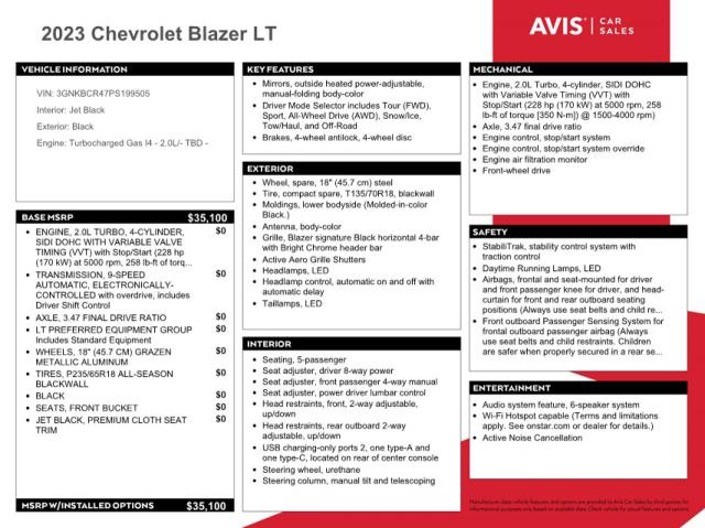 Photo 13 from auction – 2023 CHEVROLET BLAZER 2LT with VIN 3GNKBCR47PS199505