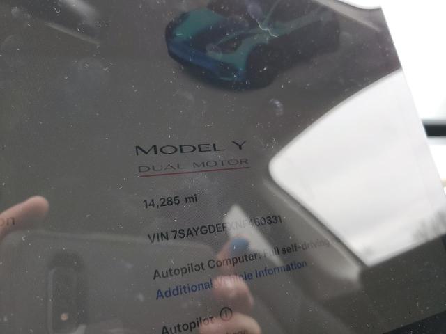 Photo 9 from auction – 2022 TESLA MODEL Y with VIN 7SAYGDEFXNF460331