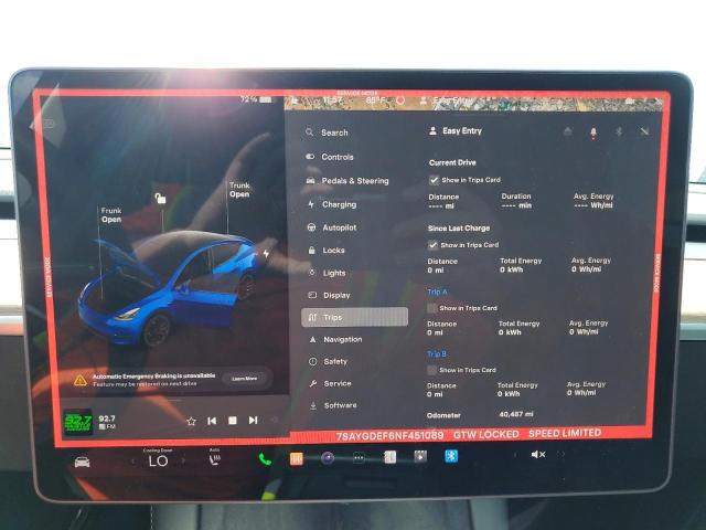 Photo 9 from auction – 2022 TESLA MODEL Y with VIN 7SAYGDEF6NF451089