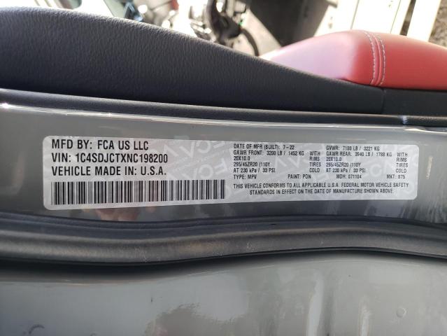 Photo 14 from auction – 2022 DODGE DURANGO R/ with VIN 1C4SDJCTXNC198200