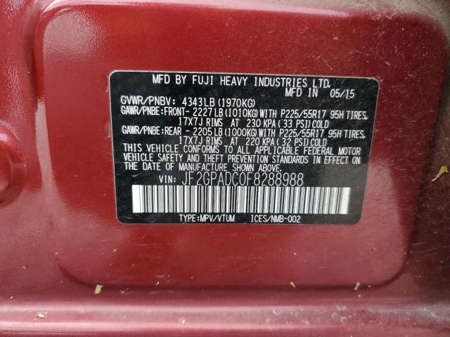 Photo 14 from auction – 2015 SUBARU XV CROSSTR with VIN JF2GPADC0F8288988