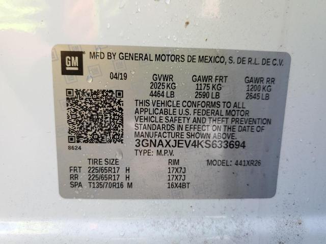 Photo 14 from auction – 2019 CHEVROLET EQUINOX LT with VIN 3GNAXJEV4KS633694