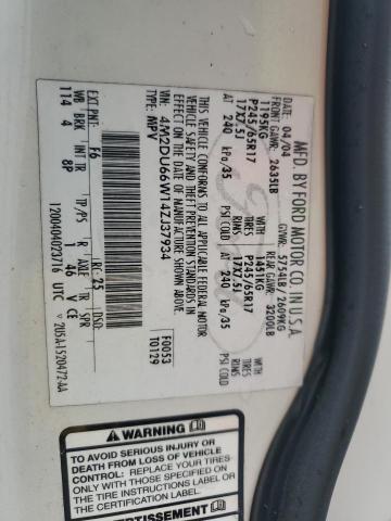 Photo 14 from auction – 2004 MERCURY MOUNTAINEE with VIN 4M2DU66W14ZJ37934