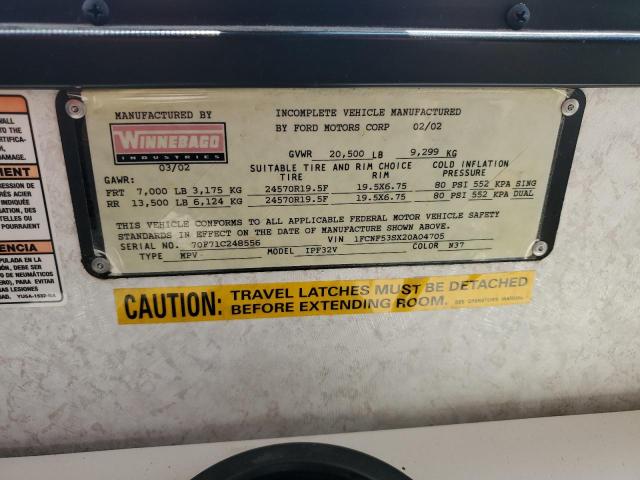 Photo 10 from auction – 2002 ITAS MOTORHOME with VIN 1FCNF53SX20A04705