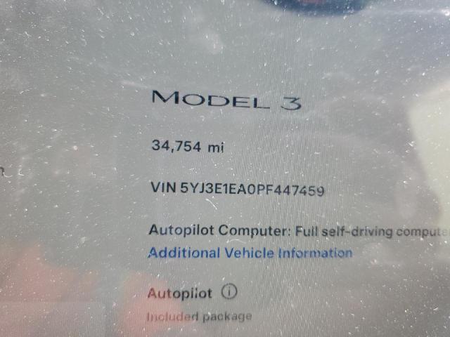 Photo 9 from auction – 2023 TESLA MODEL 3 with VIN 5YJ3E1EA0PF447459