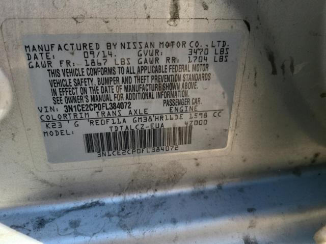 Photo 10 from auction – 2015 NISSAN VERSA NOTE with VIN 3N1CE2CP0FL384072