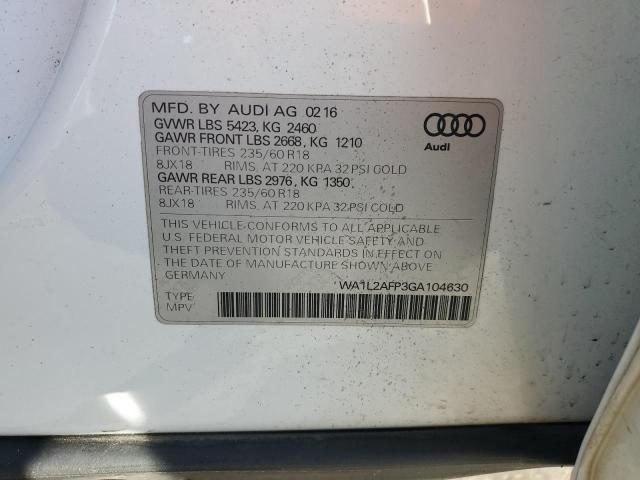 Photo 14 from auction – 2016 AUDI Q5 PREMIUM with VIN WA1L2AFP3GA104630