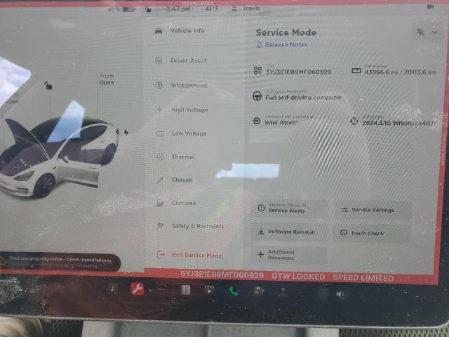 Photo 9 from auction – 2021 TESLA MODEL 3 with VIN 5YJ3E1EB9MF060929