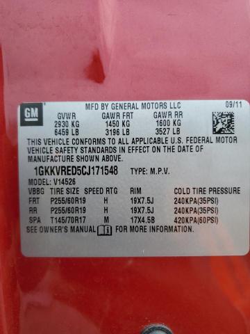 Photo 14 from auction – 2012 GMC ACADIA SLT with VIN 1GKKVRED5CJ171548