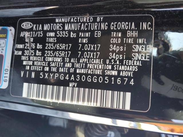 Photo 14 from auction – 2016 KIA SORENTO LX with VIN 5XYPG4A30GG051674