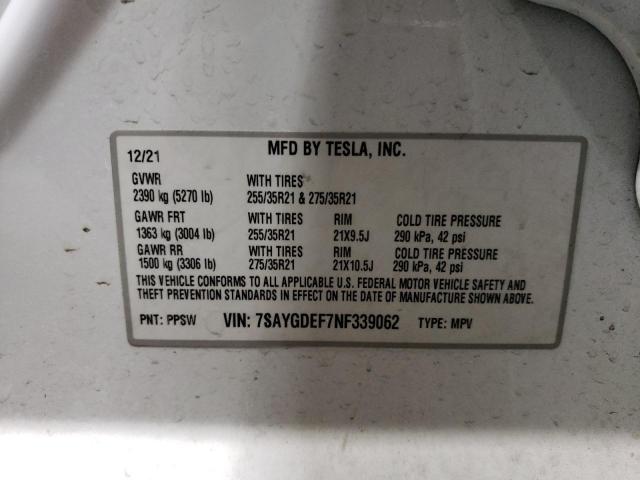 Photo 14 from auction – 2022 TESLA MODEL Y with VIN 7SAYGDEF7NF339062