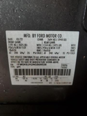 Photo 14 from auction – 2022 FORD EXPLORER T with VIN 1FMSK8JH2NGB08538