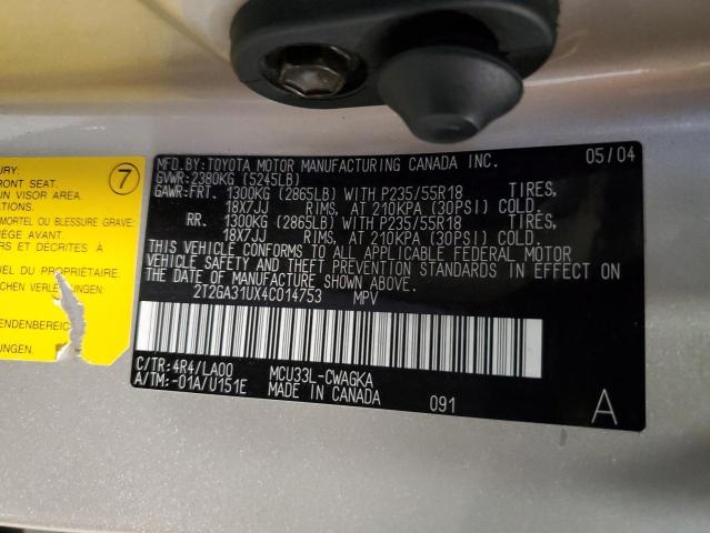 Photo 14 from auction – 2004 LEXUS RX 330 with VIN 2T2GA31UX4C014753