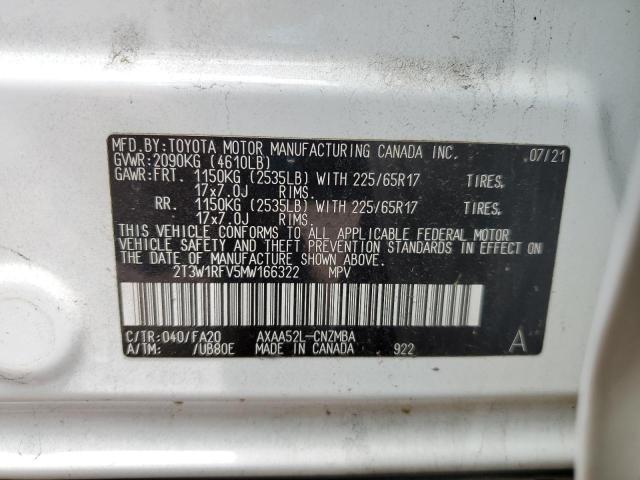 Photo 14 from auction – 2021 TOYOTA RAV4 XLE with VIN 2T3W1RFV5MW166322