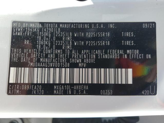 Photo 14 from auction – 2022 TOYOTA COROLLA CR with VIN 7MUDAAAG3NV001508